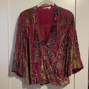 Anthropologie Silk and velvet wrap top, size S